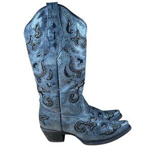 Corral Metallic Blue Western Heeled Boots